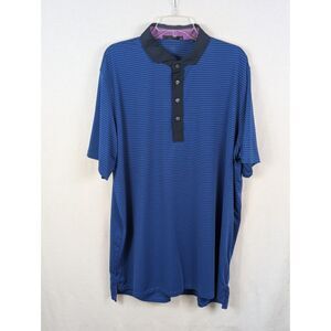 Greyson Striped Performance Polo Shirt Blue/Black Men's Size 2XL/XXL